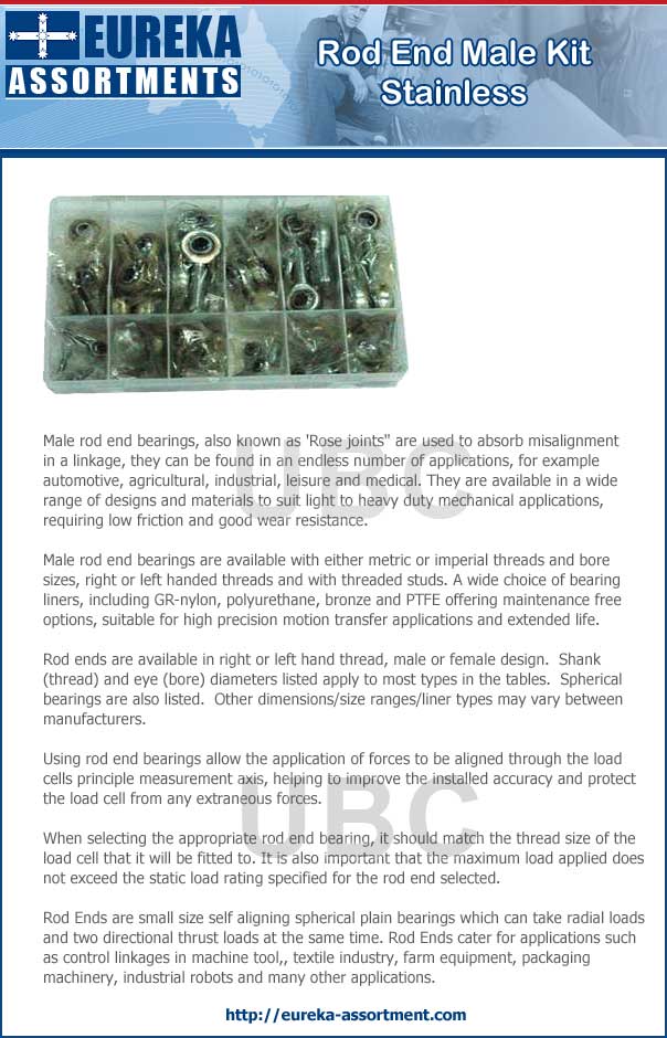 stainless male rod end kit eureka assortment