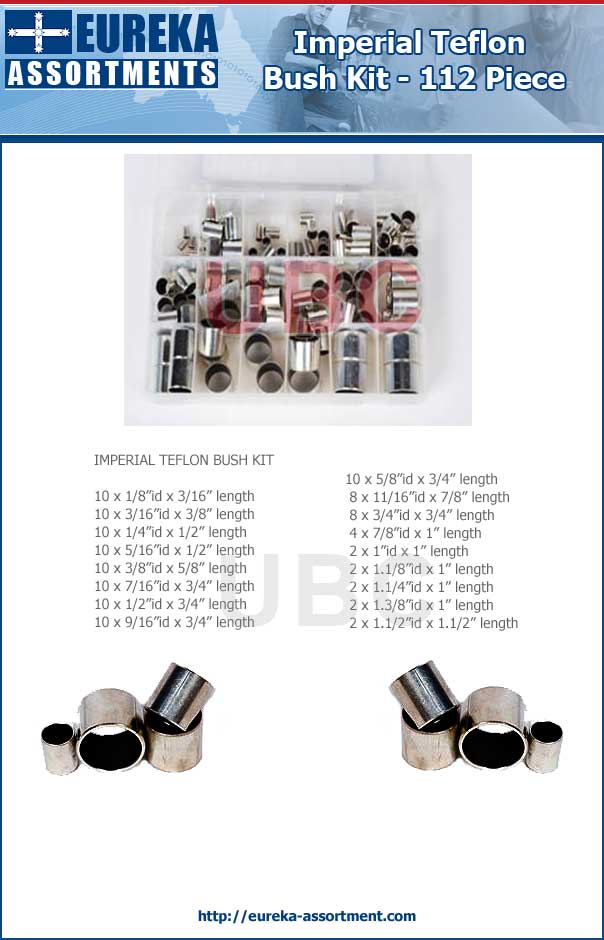 imperial teflon bush kit 112 piece eureka assortments
