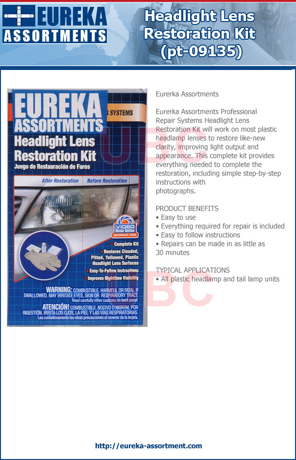 headlight lens restoration kit pt-09135 headlight lens restoration kit pt-09135 eureka assortments