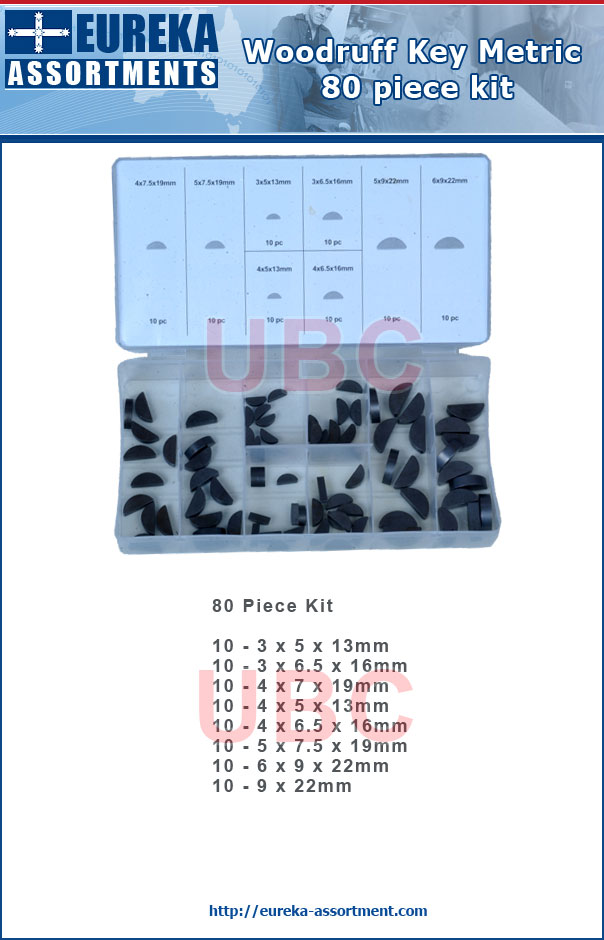 woodruff key metric kit 80 piece eureka assortments