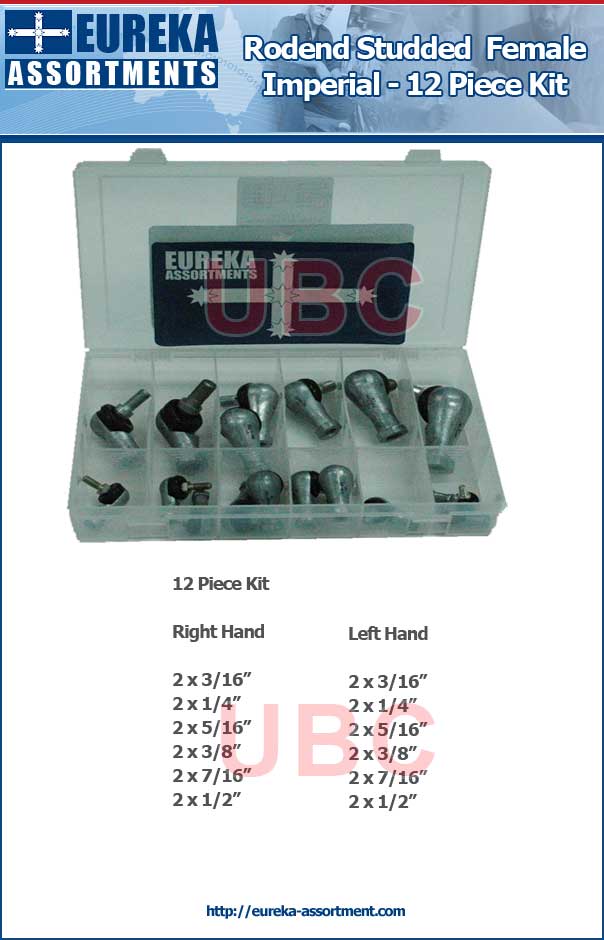 rod end studded female imperial kit 12 piece rod end studded female imperial kit 12 piece eureka assortments