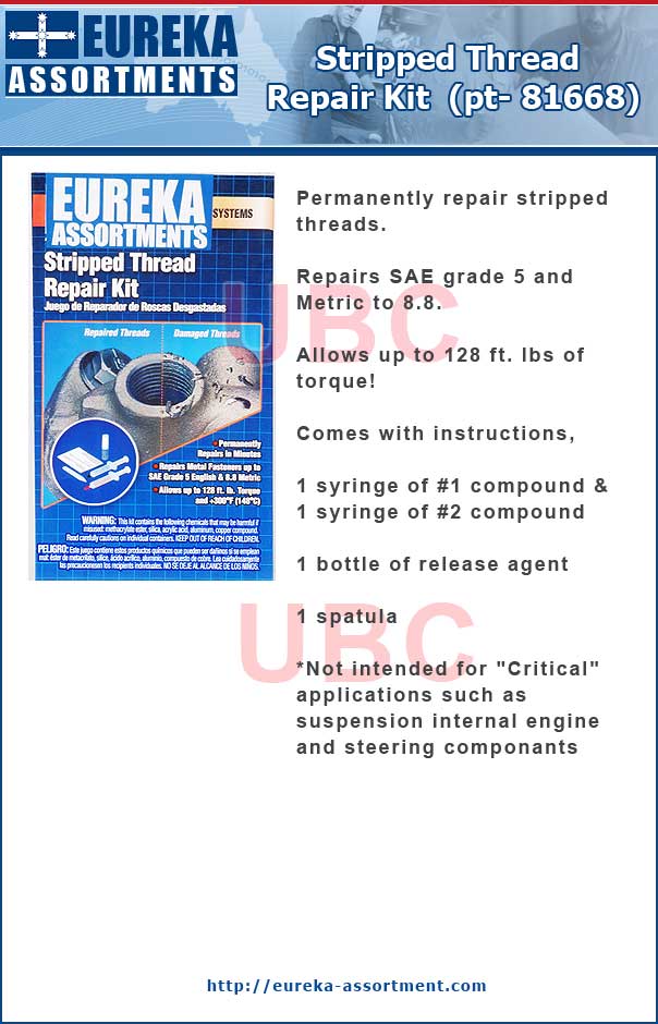 thread repair kit pt- 81668 eureka assortments