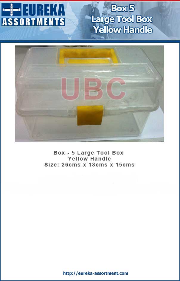 Box 5 Large Plastic Tool Box Yellow Handle Eureka Assortments Box 5 Large Plastic Tool Box Yellow Handle