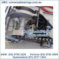 Chain links connect by pushing pin