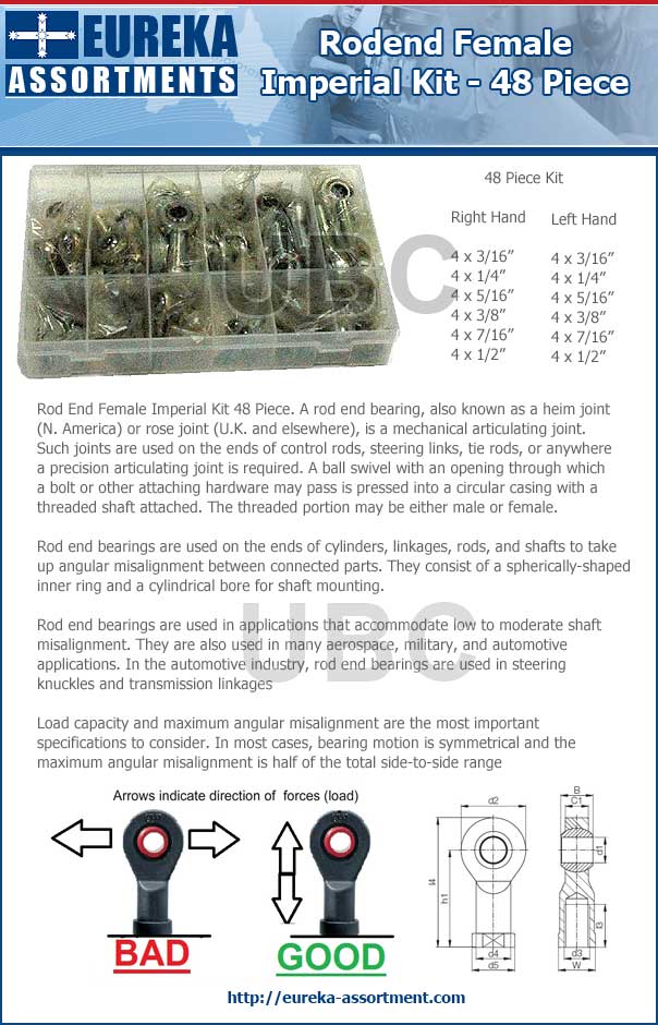 Rod End Female Imperial Kit 48 Piece