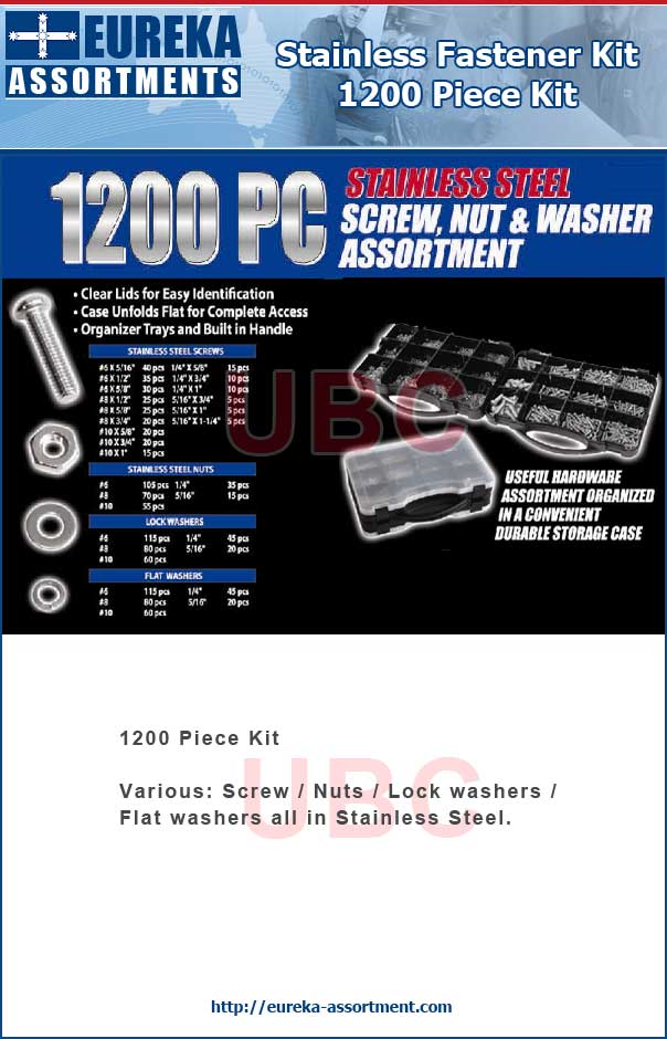 stainless fastener kit 1200 piece stainless fastener kit 1200 piece