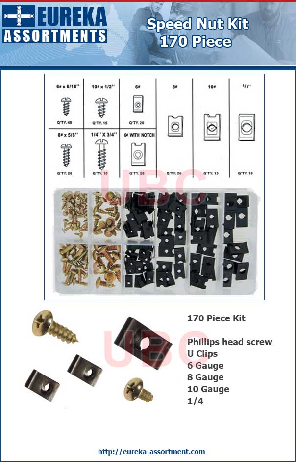 speed nut kit 170 piece eureka assortments