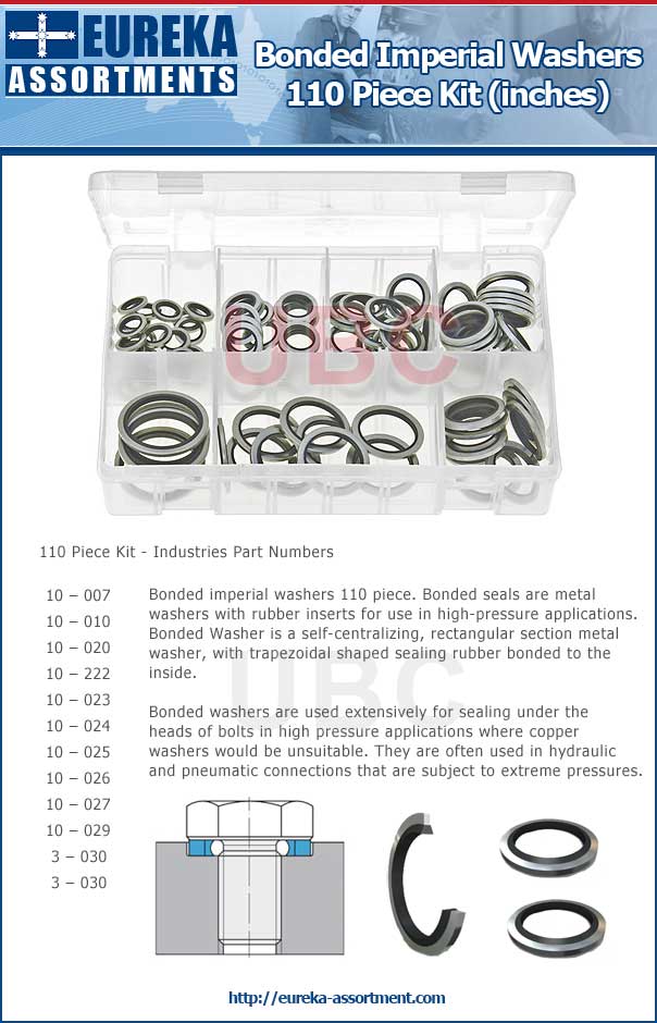 Bonded imperial washers 110 piece eureka assortment