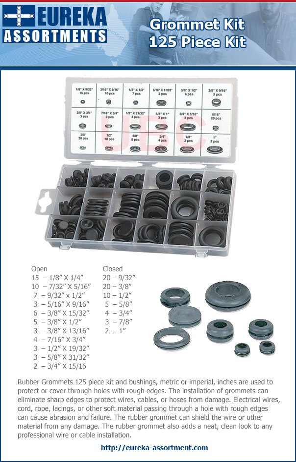 grommet kit 125 piece eureka assortments