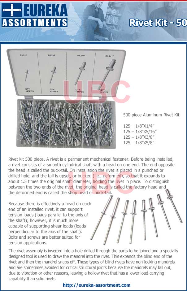 rivet kit 500 piece rivet kit 500 piece eureka assortments